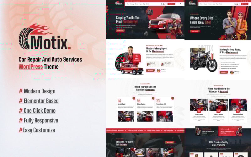 Motix - Tema WordPress per riparazioni auto e servizi auto