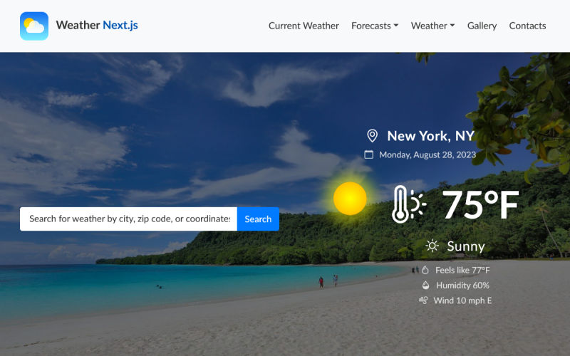 Weather Next.js - 天气预报 React 和 Next.js 模板