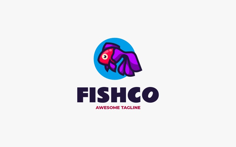 Fishco 简单吉祥物标志 5