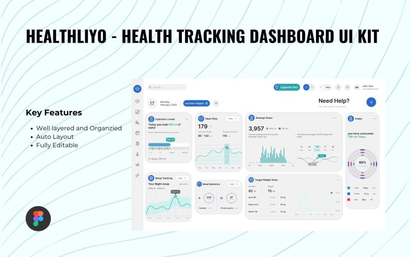 Healthliyo – Health Tracking Dashboard UI Kit