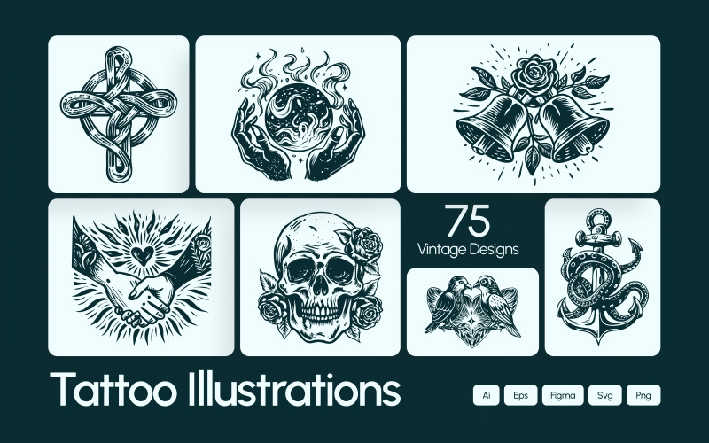 Set di illustrazioni di tatuaggi vintage