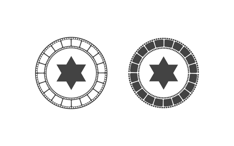 Ilustración de diseño de logotipo de icono de cine de video de tira de película v.6