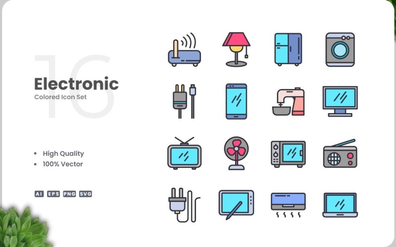 16 Elektronik Simge Renk Seti