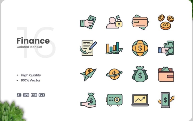 16 Finance Icon Color Set