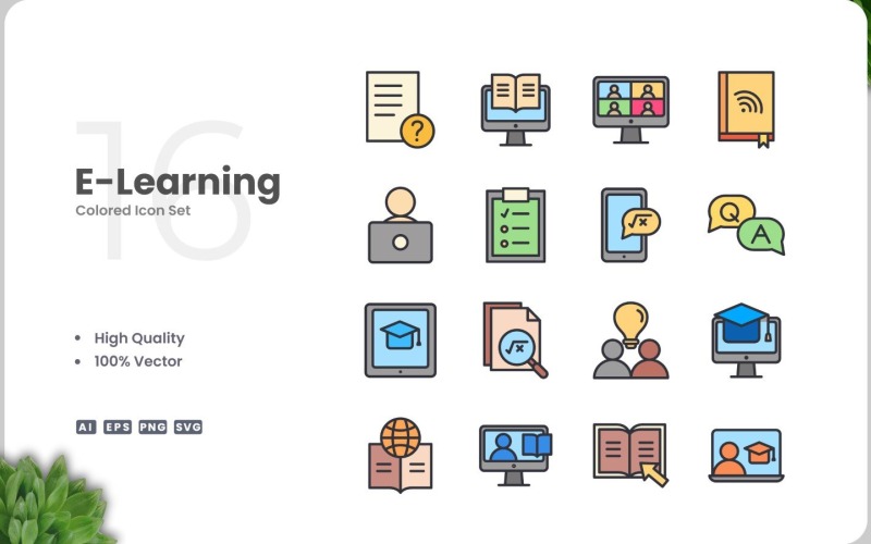16 set di colori per icone di e-learning