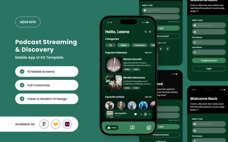 iHeartRadio – Kit d'interface utilisateur pour application de podcast propre