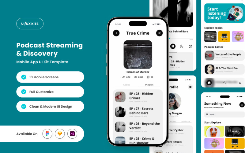 Micasta - Modern Podcast App UI-ontwerp