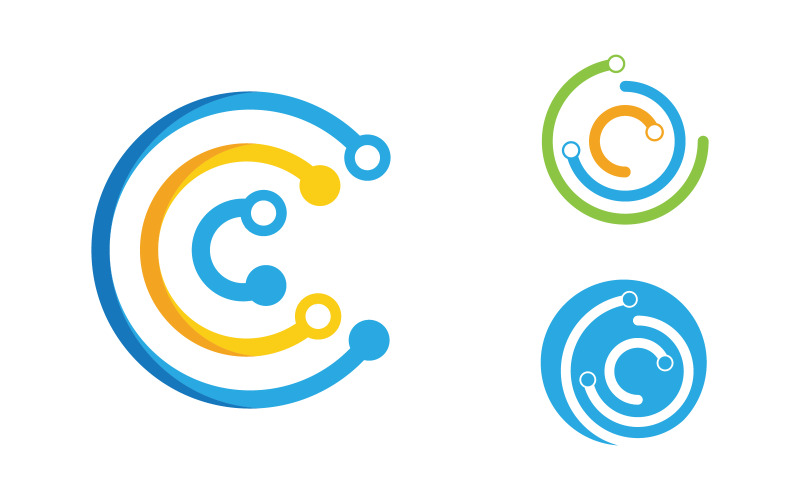 Modelo de design de logotipo de ícone moderno de circuito digital v.1