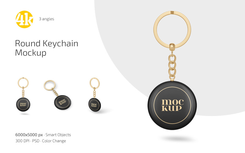 Rund nyckelring mockup set