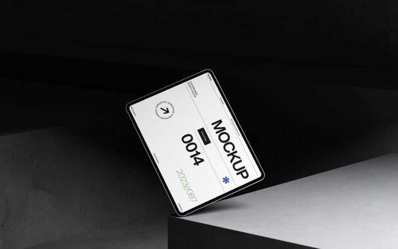 Realistic Floating Tablet Screen Mockup