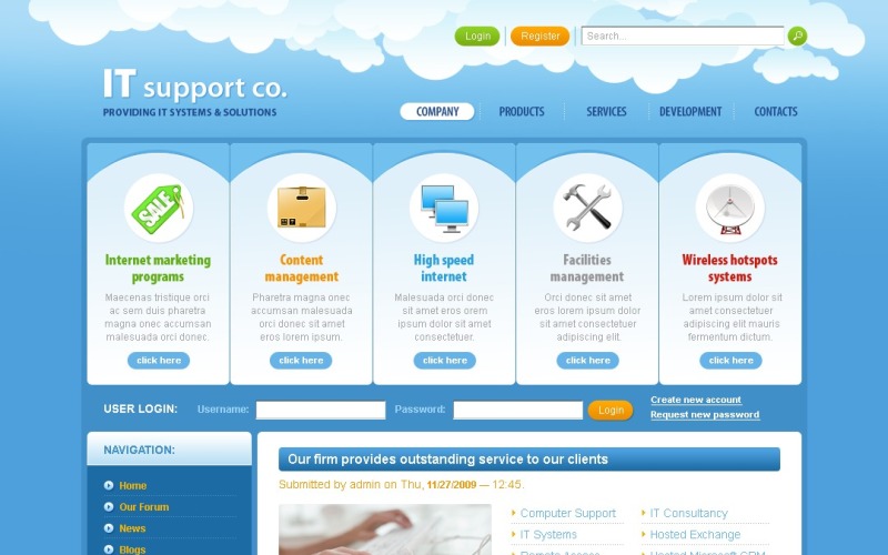 Modello PSD #50186 per Un Sito di IT
