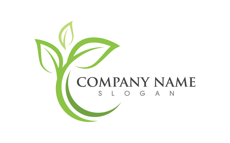 Natuur blad ecologie veganistisch concept Logo illustratie Template v.8