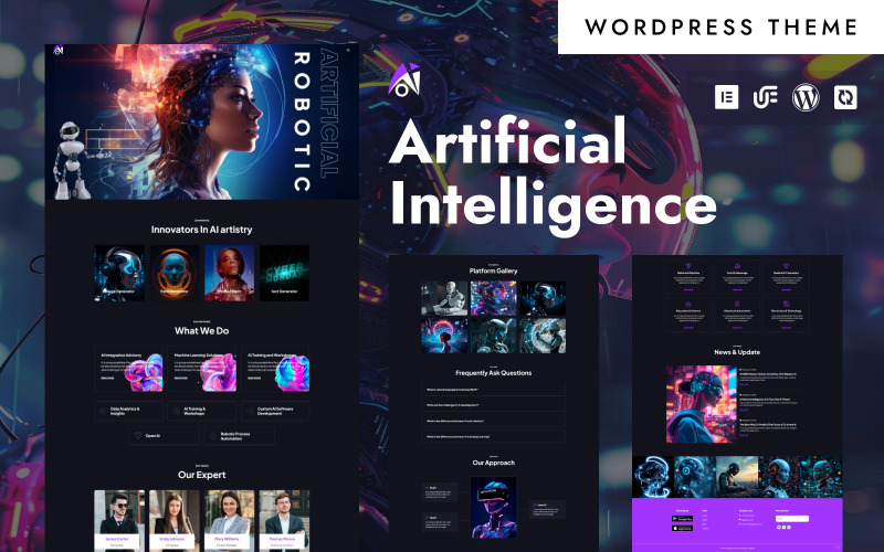 Aio - Artificiell intelligens och maskininlärning WordPress Elementor-tema