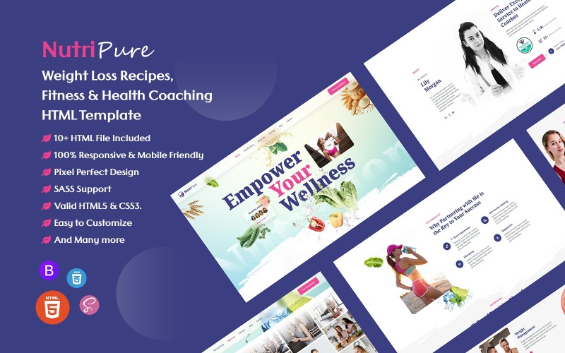 NutriPure - Ricette per perdere peso, fitness e coaching sulla salute Modello HTML