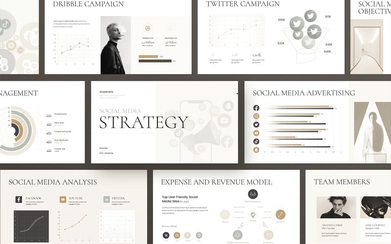 Стратегия социальных сетей Шаблон дизайна Google Slides