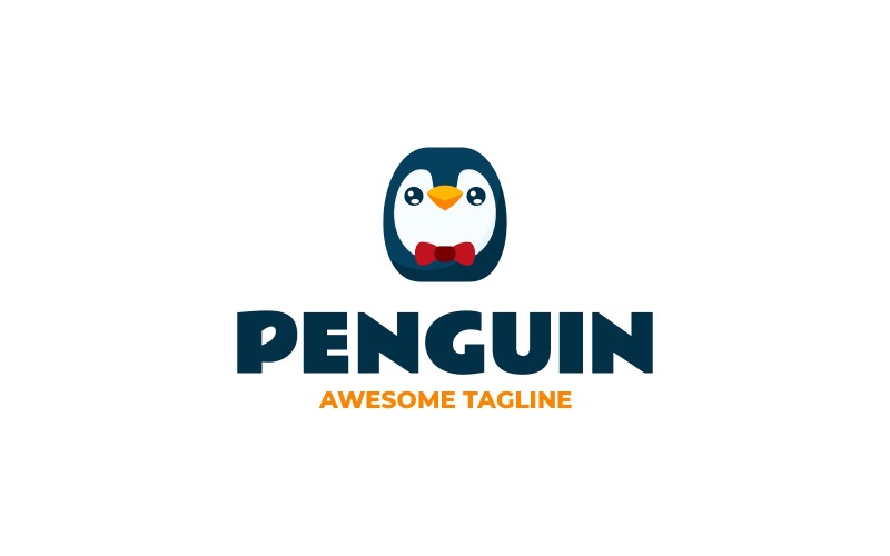 Logo de mascotte simple de pingouin 74