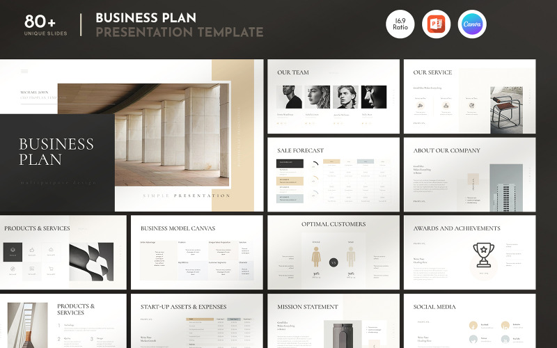Minimal affärsplan presentation mall design