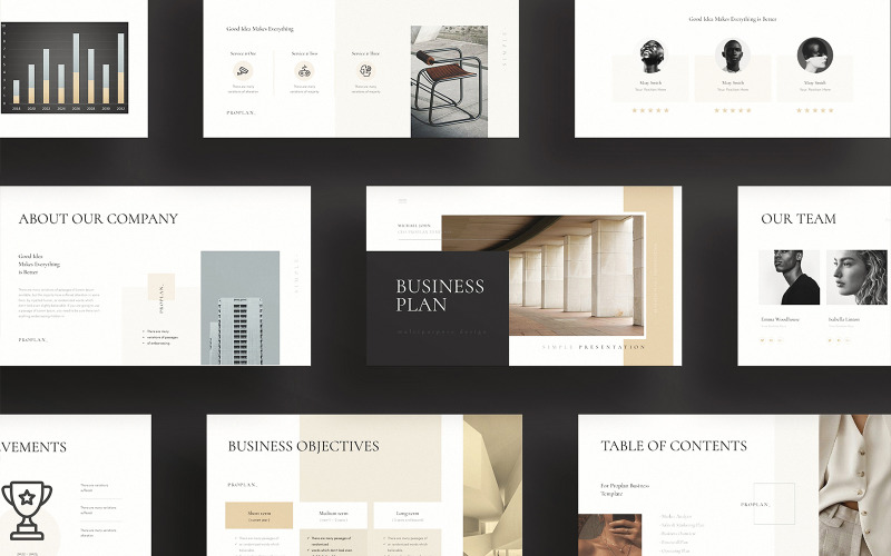 Minimalistyczny szablon planu biznesowego Google Slides