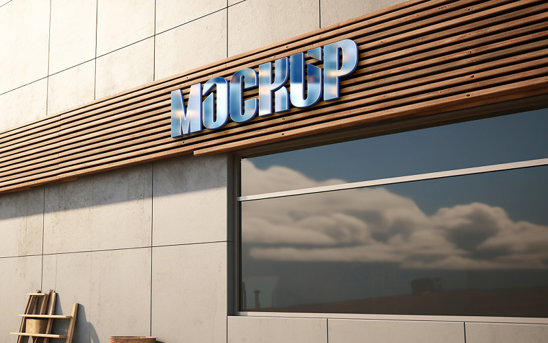 Corporate Building 3D Logo Mockup PSD Template