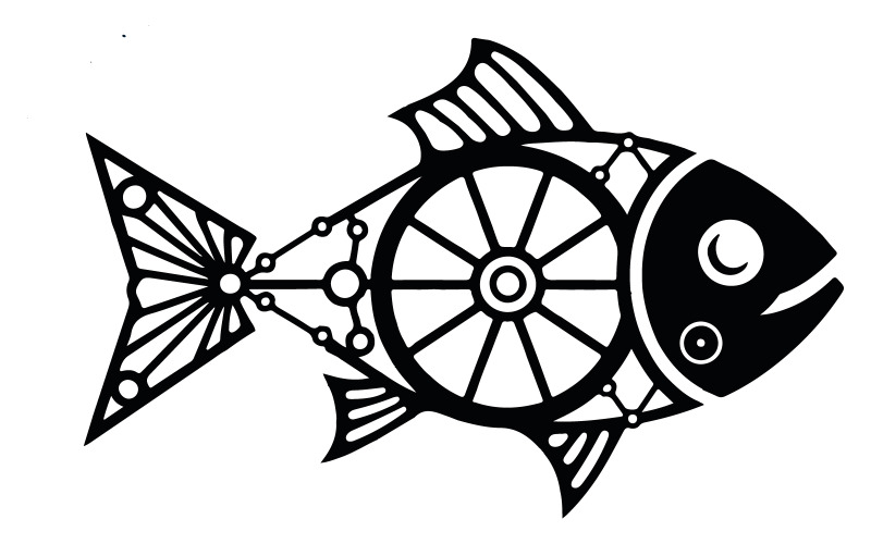 Uma ilustração de arte de silhueta de logotipo de peixe
