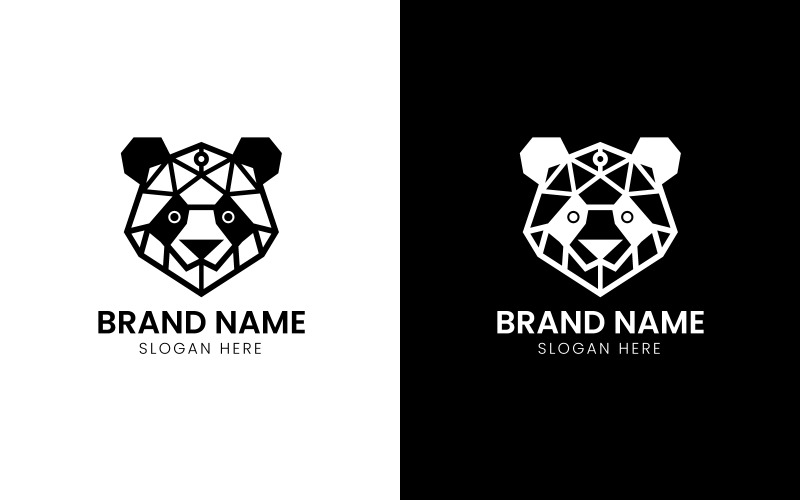Geometrik panda maskot logosu-794