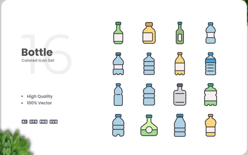 Коллекция иконок из 16 бутылок