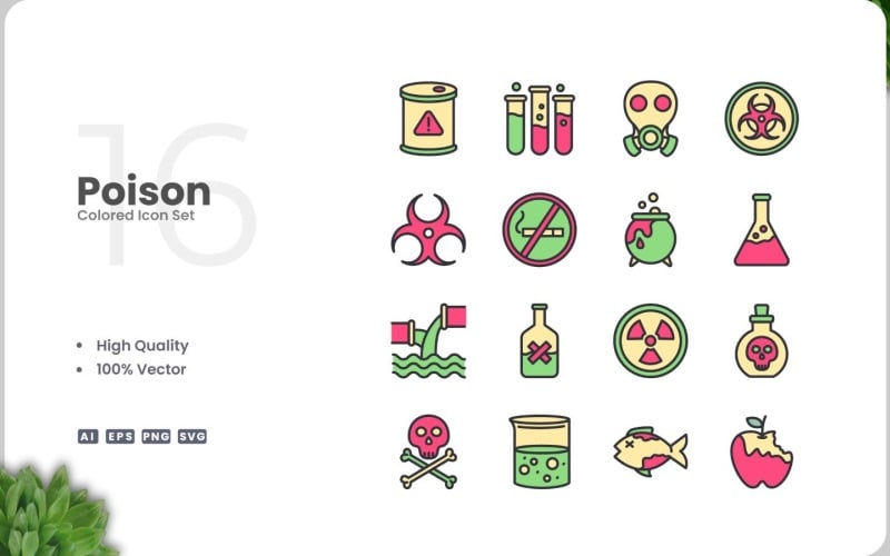 16 Poison Icon Color Collection
