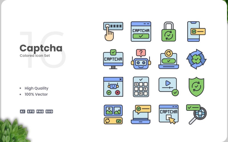 Колекція кольорів піктограм 16 Captcha