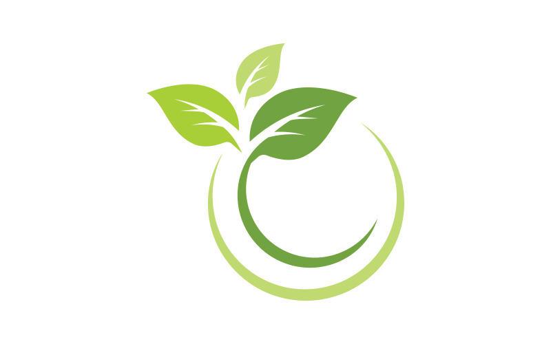 Modello di progettazione del logo del concetto di foglia di vita sana v.13