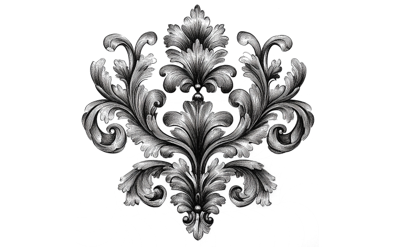 Barokní květinový ornament Design Transparent Png