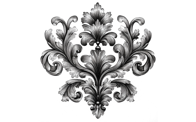 Diseño de adorno floral barroco transparente Png