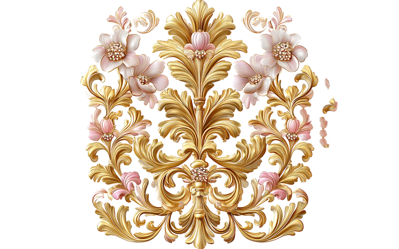 Goud barok bloemen ornament ontwerp