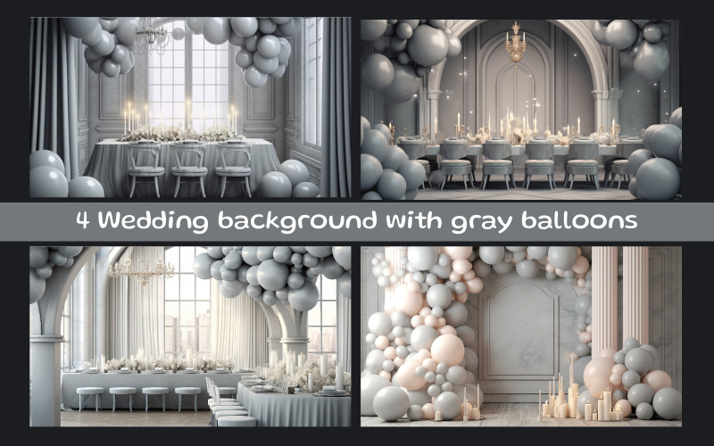 Hochzeitshintergrund mit grauen Luftballons
