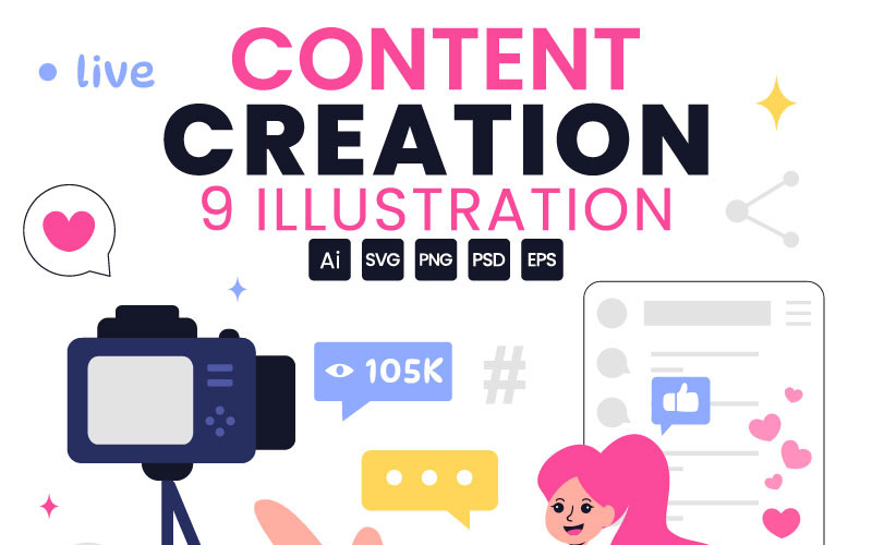 9 Ilustração de criação de conteúdo de marketing digital