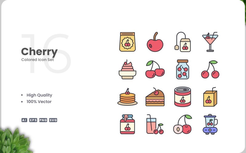 16 Collezione di colori Cherry Icon