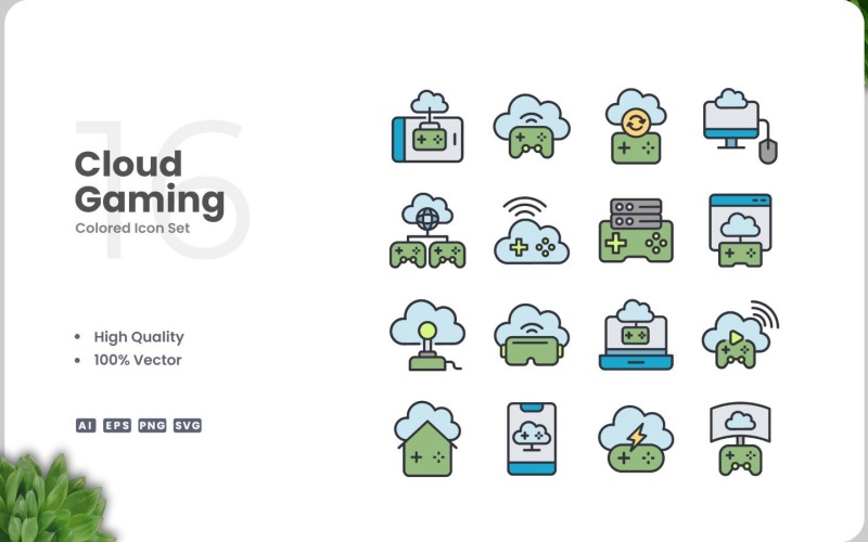 16 set di colori per icone di Cloud Gaming