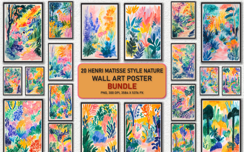 Zestaw plakatów ściennych w stylu Matisse'a