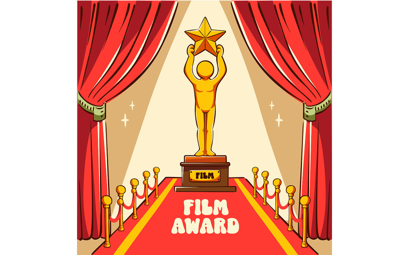 Filmprijsbeeld op rode loperillustratie