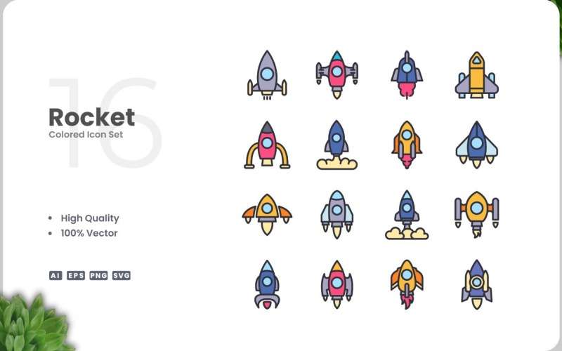 16 Collezione di colori Rocket Icon