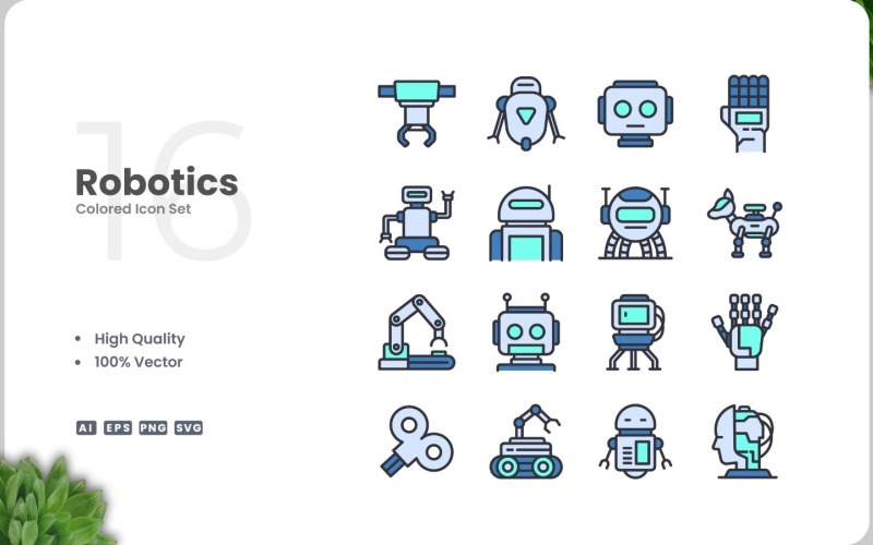 16 set di colori per icone di robotica