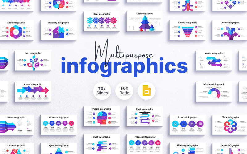 Modelo de apresentação de infográficos multiuso do Google Slides