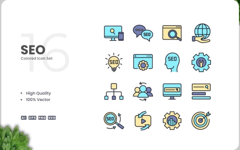 16 Seo Icon Color Collection