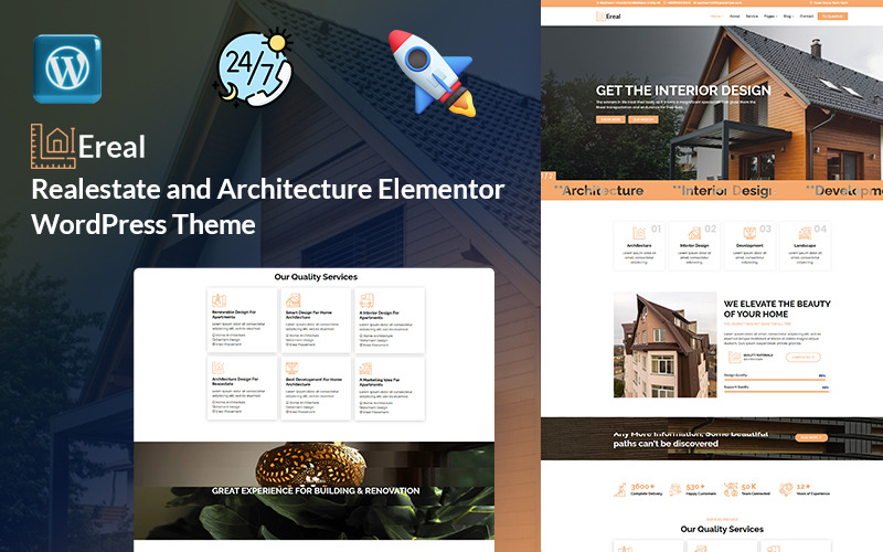 Ereal - Tema Elementor de WordPress para bienes raíces, arquitectura, apartamentos, casas y alquiler de pisos