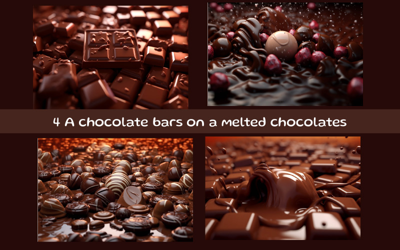 Uma barra de chocolate em um chocolate derretido
