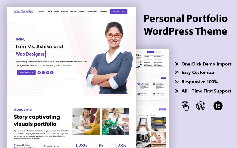 Ashika-个人作品集 WordPress 主题