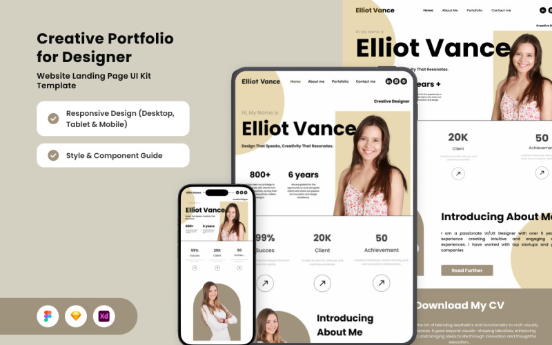 Elliot Vance – Elegáns portfólió nyitóoldala
