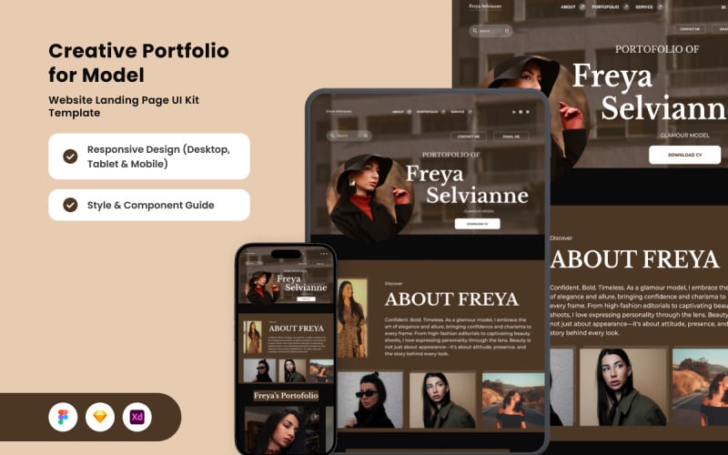 Freya Selvianne – Landingpage für das Model-Portfolio