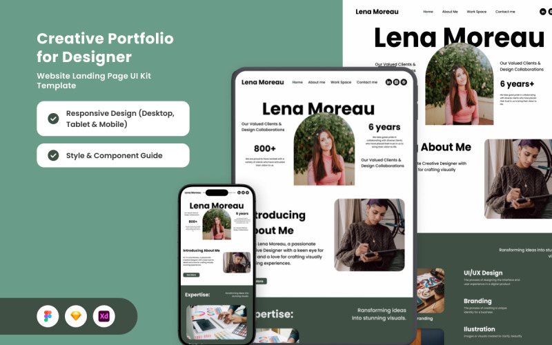 Lena Moreau – Modern portfólió nyitóoldala