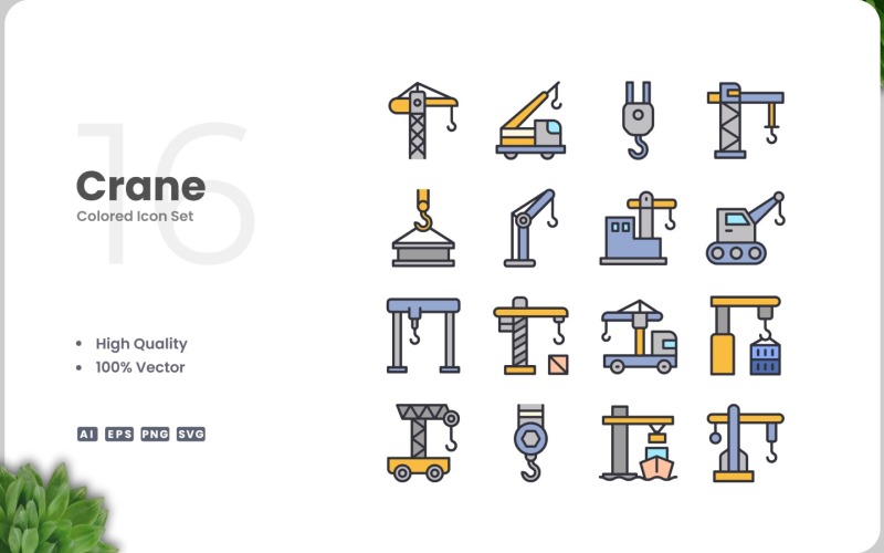 16 Crane Icon Color Collection