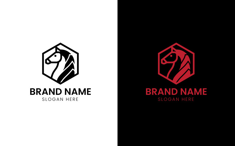 Logo de la mascotte du cheval hexagonal-823